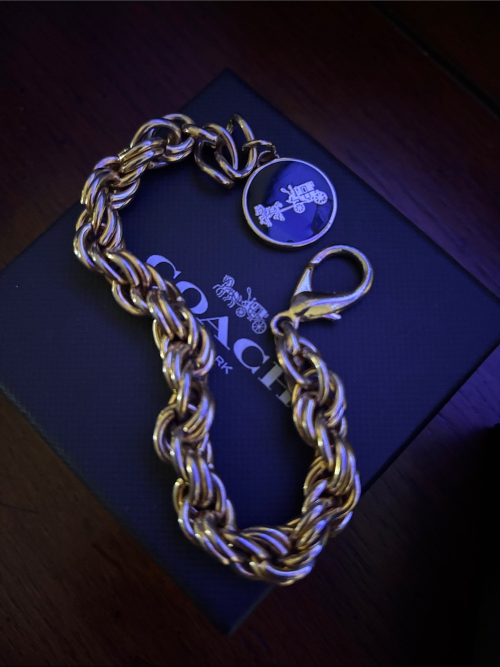 “Rare” Coach Gold-Tone Link Charm Bracelet